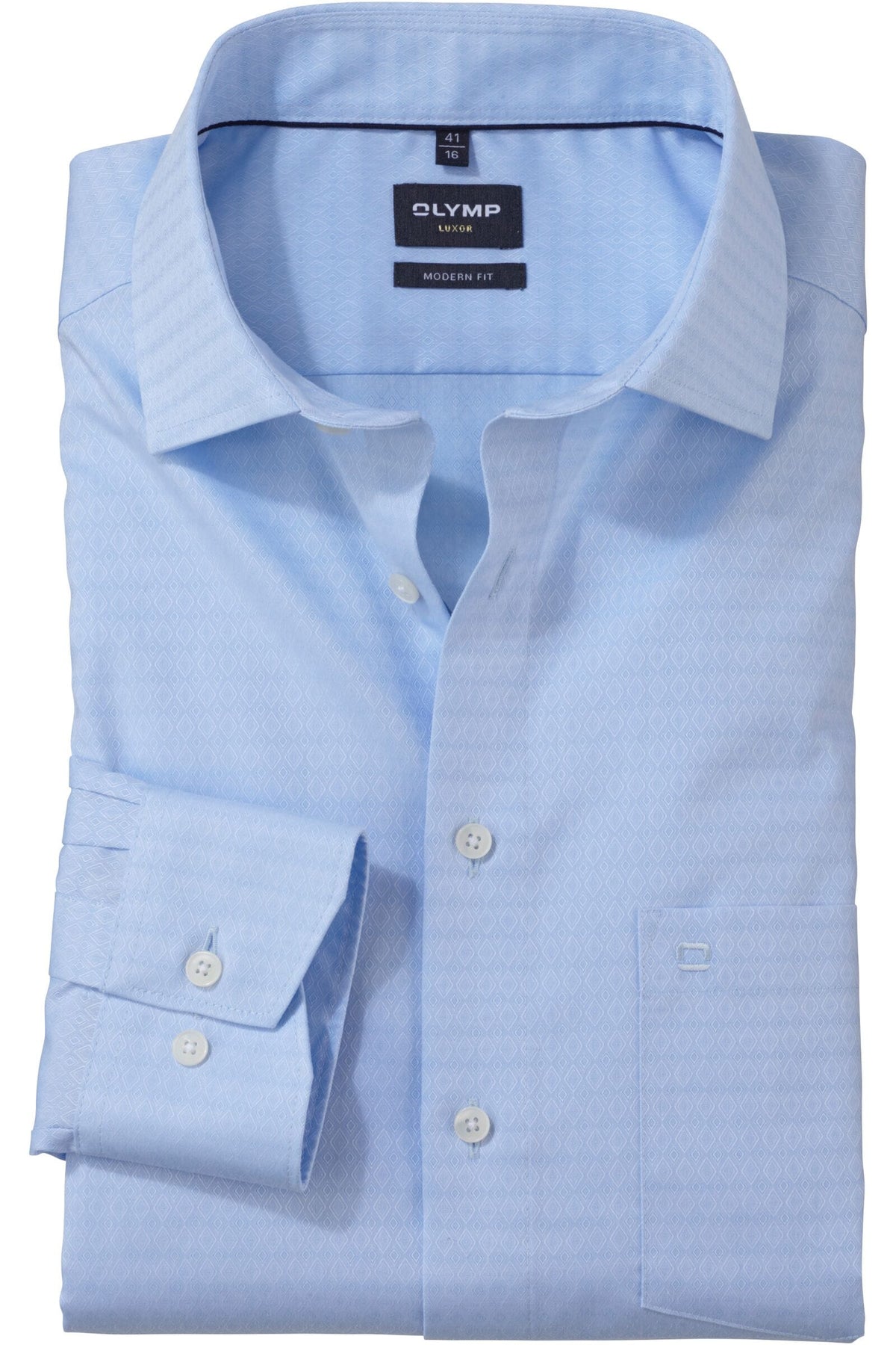 OLYMP Luxor Modern Fit Hemd bleu, Faux-uni