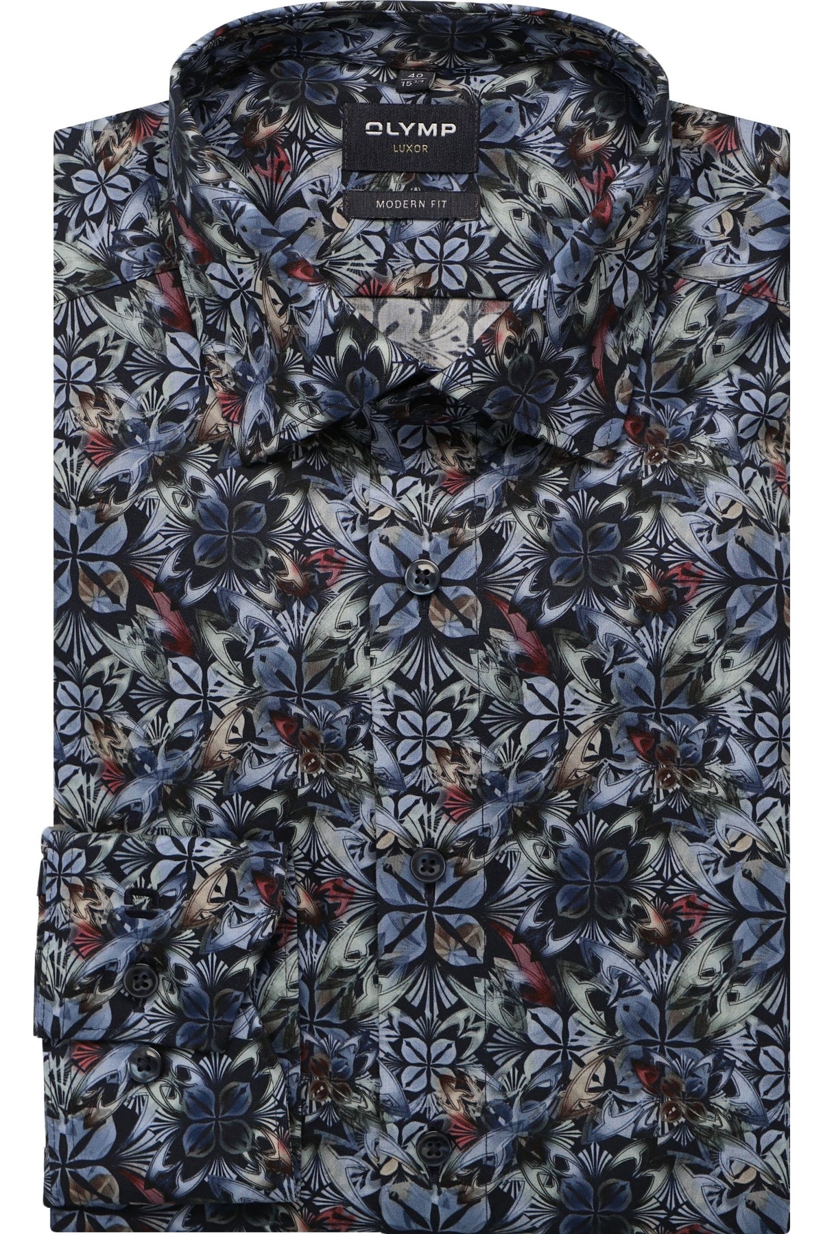OLYMP Luxor Modern Fit Hemd marine, Blumen
