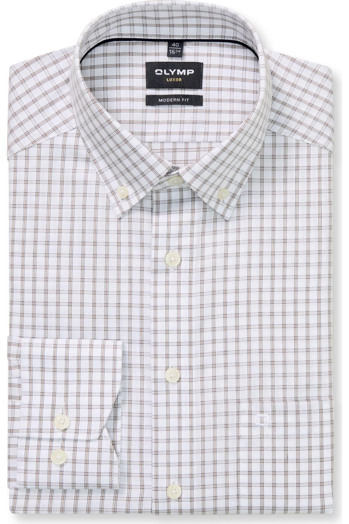 OLYMP Luxor Modern Fit Hemd nougat, Kariert
