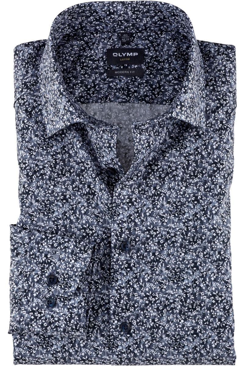 OLYMP Luxor Modern Fit Hemd marine, Bedruckt