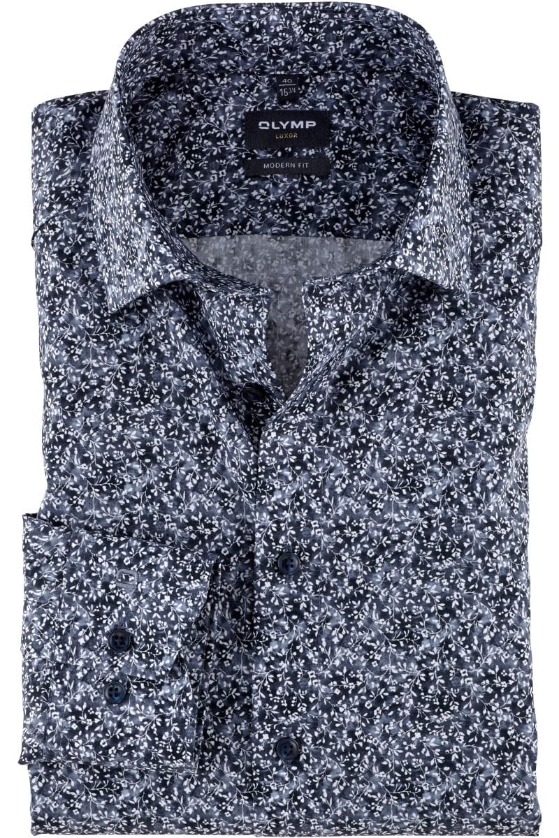 OLYMP Luxor Modern Fit Hemd marine, Bedruckt
