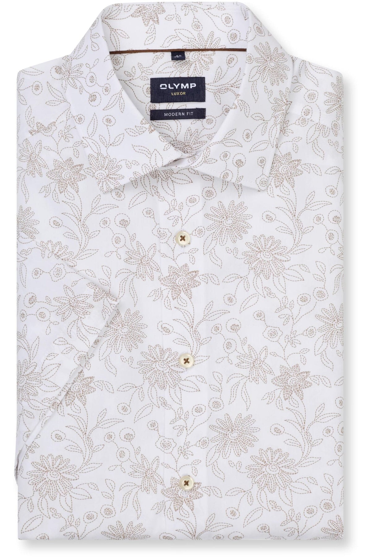 OLYMP Luxor Modern Fit Hemd weiss, Blumen