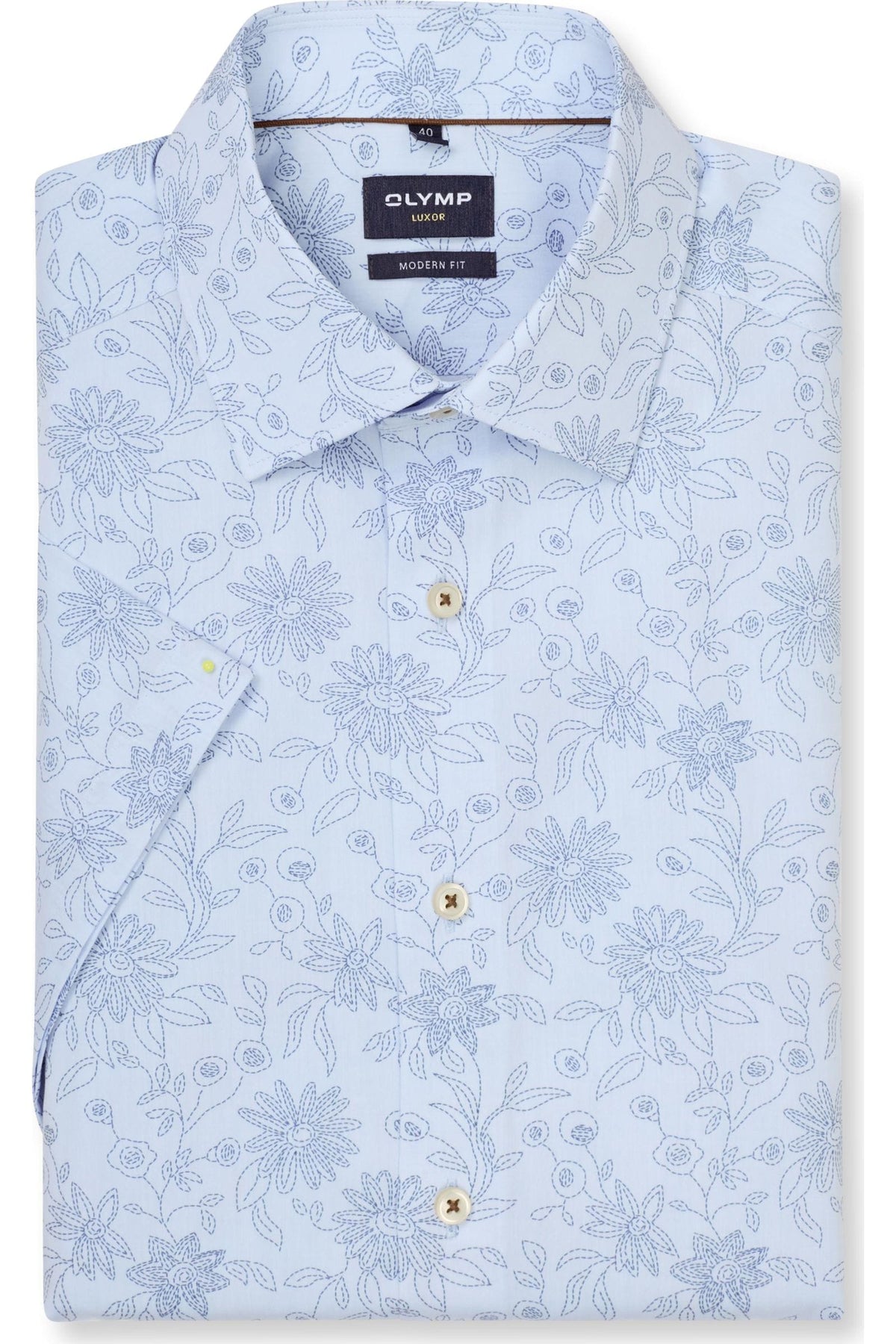 OLYMP Luxor Modern Fit Hemd bleu, Blumen