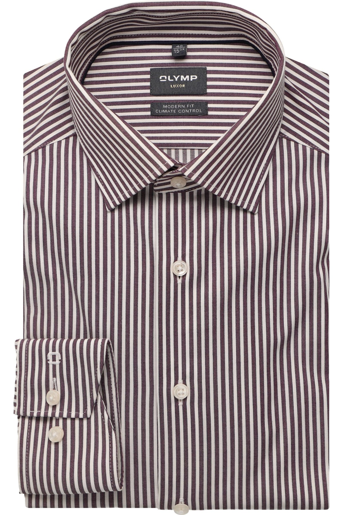 OLYMP Luxor Performance Climate Control Modern Fit Hemd aubergine, Gestreift