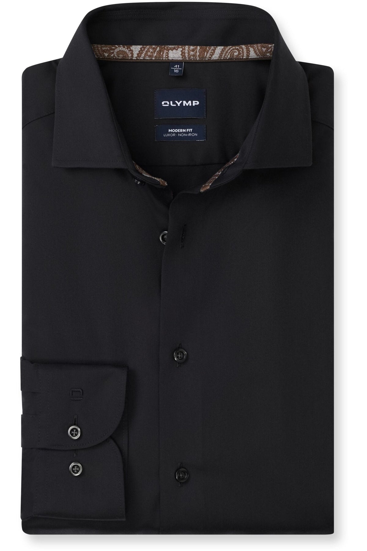 OLYMP Luxor Modern Fit Hemd schwarz, Einfarbig