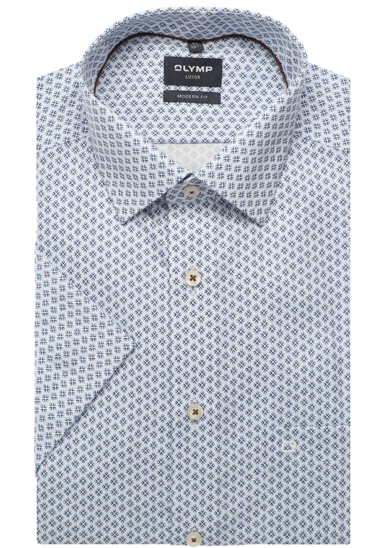 OLYMP Luxor Modern Fit Hemd blau, Bedruckt
