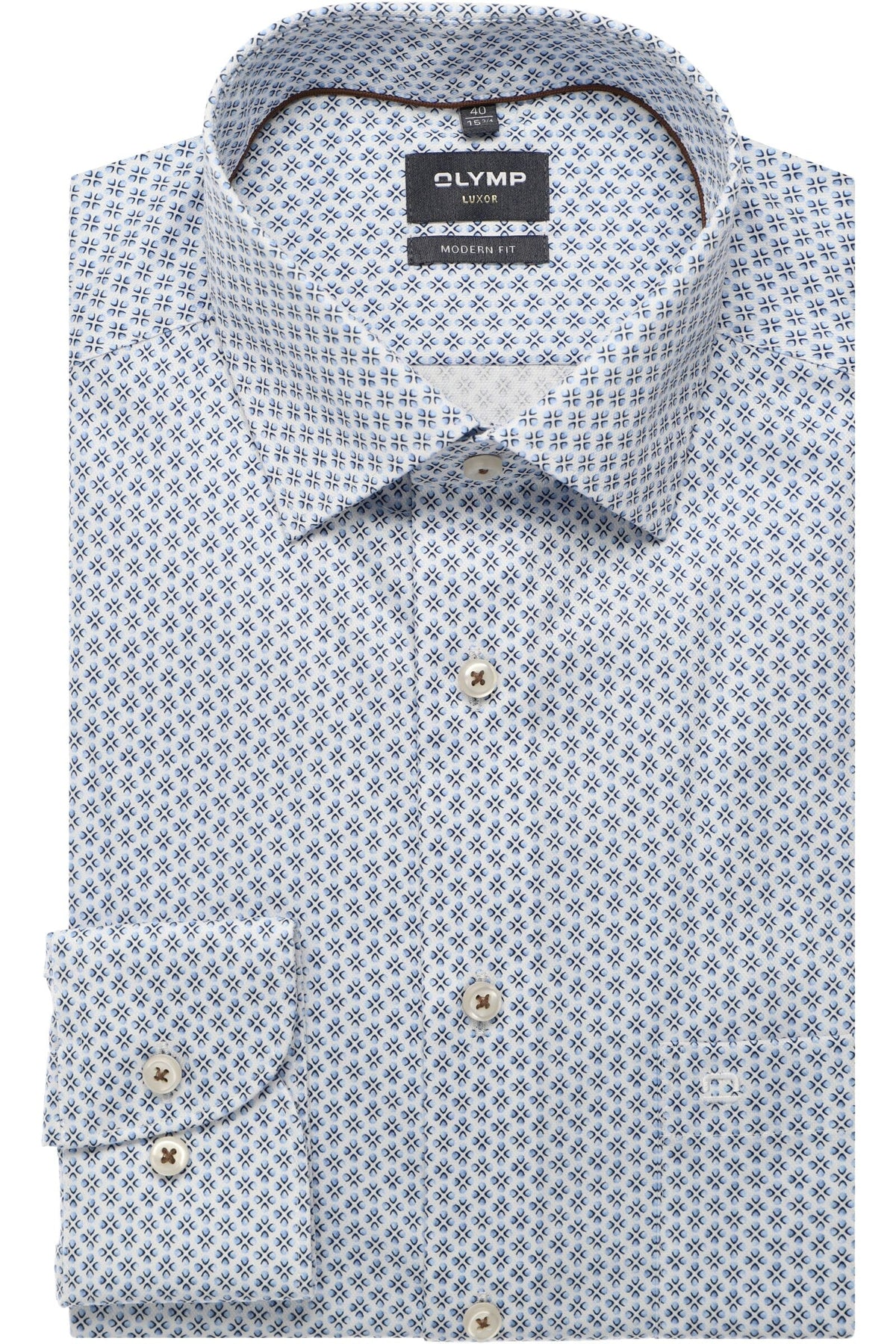 OLYMP Luxor Modern Fit Hemd bleu, Bedruckt