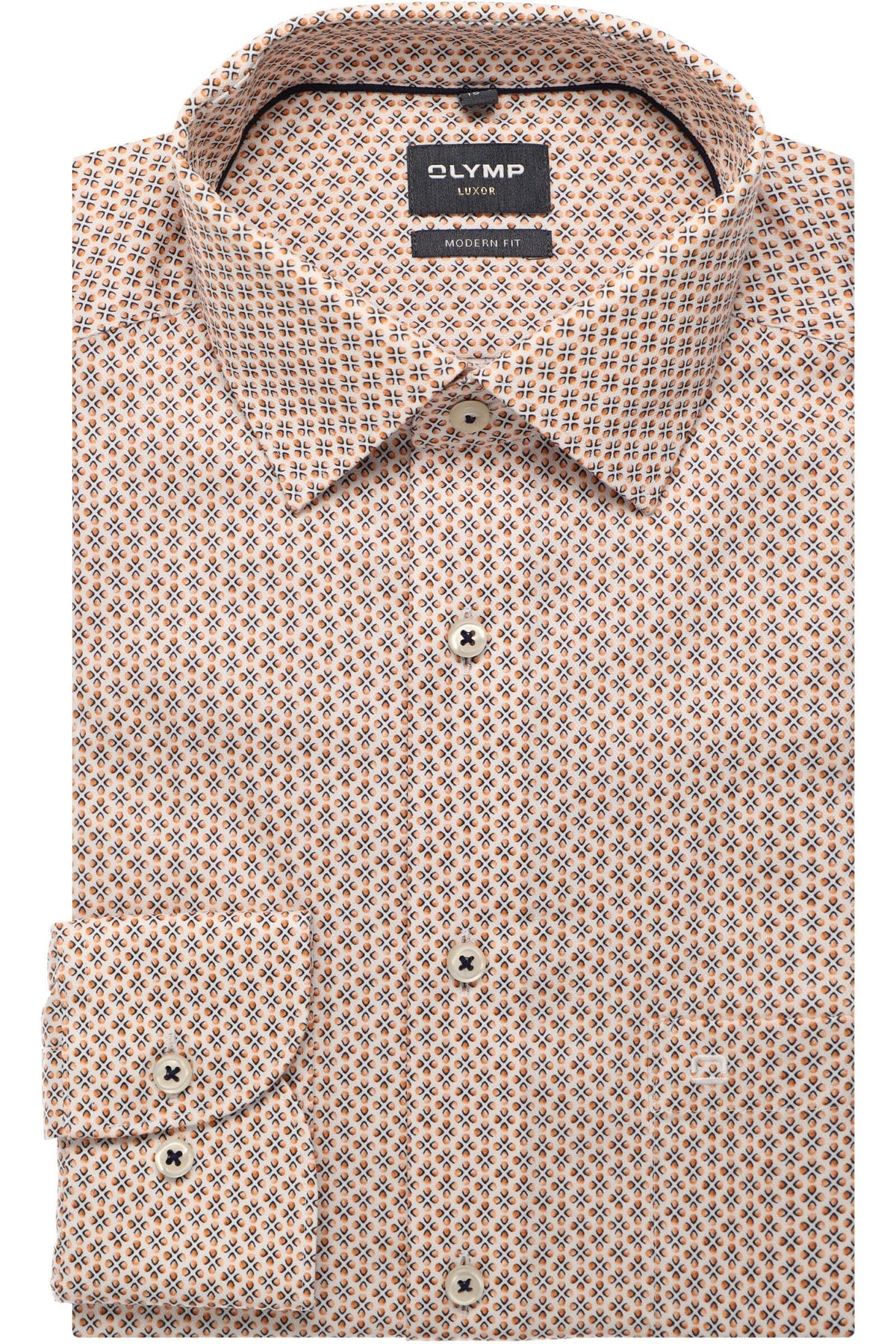 OLYMP Luxor Modern Fit Hemd mandarin, Bedruckt