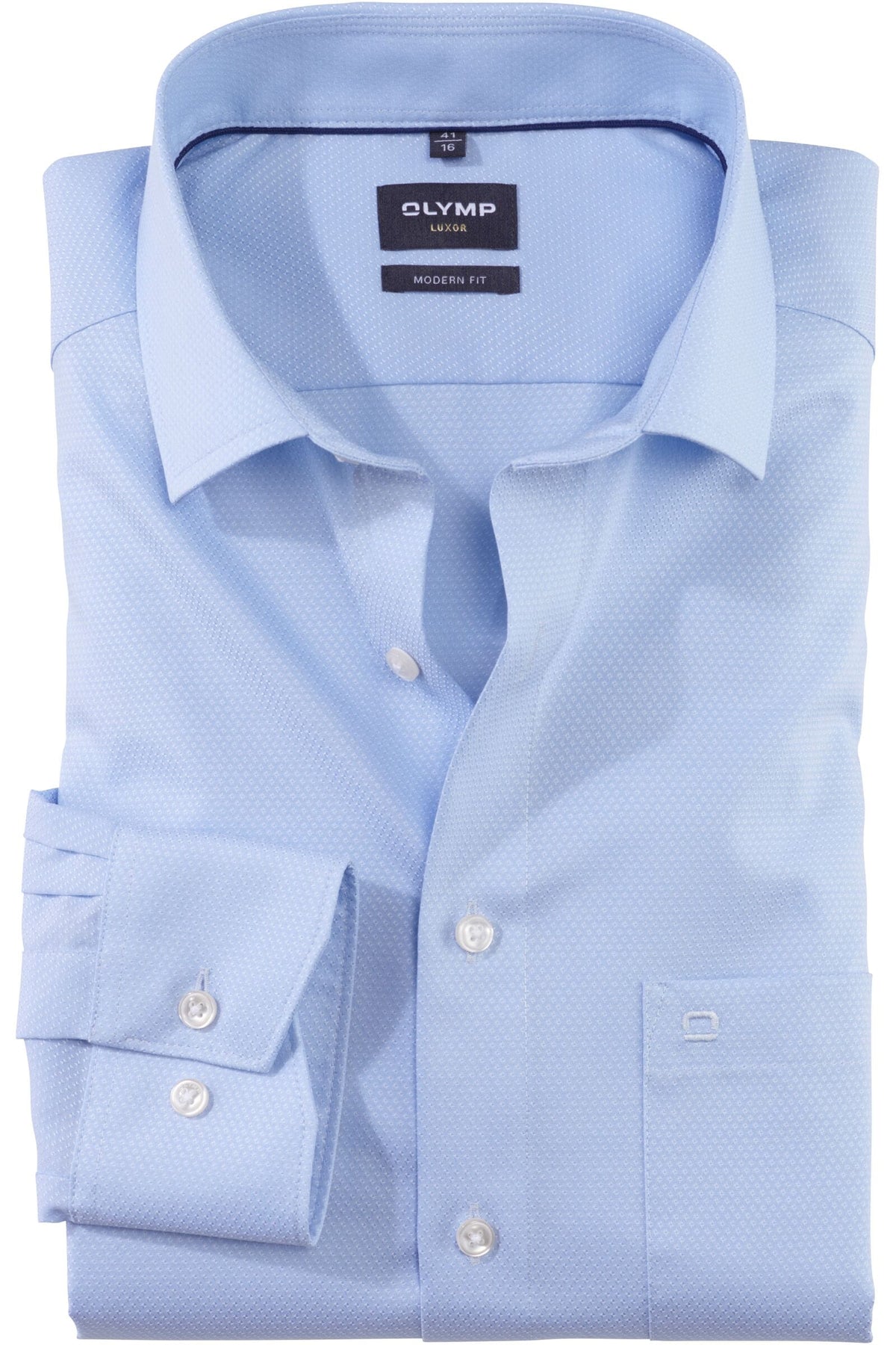 OLYMP Luxor Modern Fit Hemd bleu, Faux-uni
