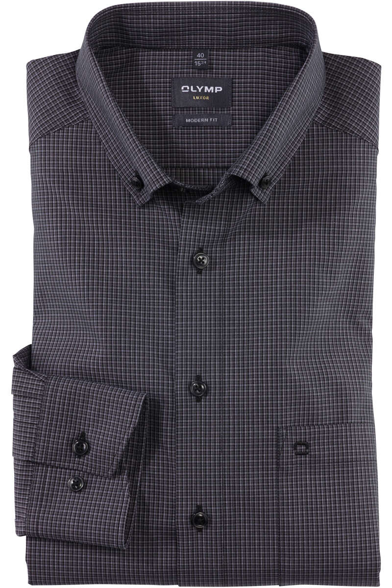 OLYMP Luxor Modern Fit Hemd schwarz, Kariert