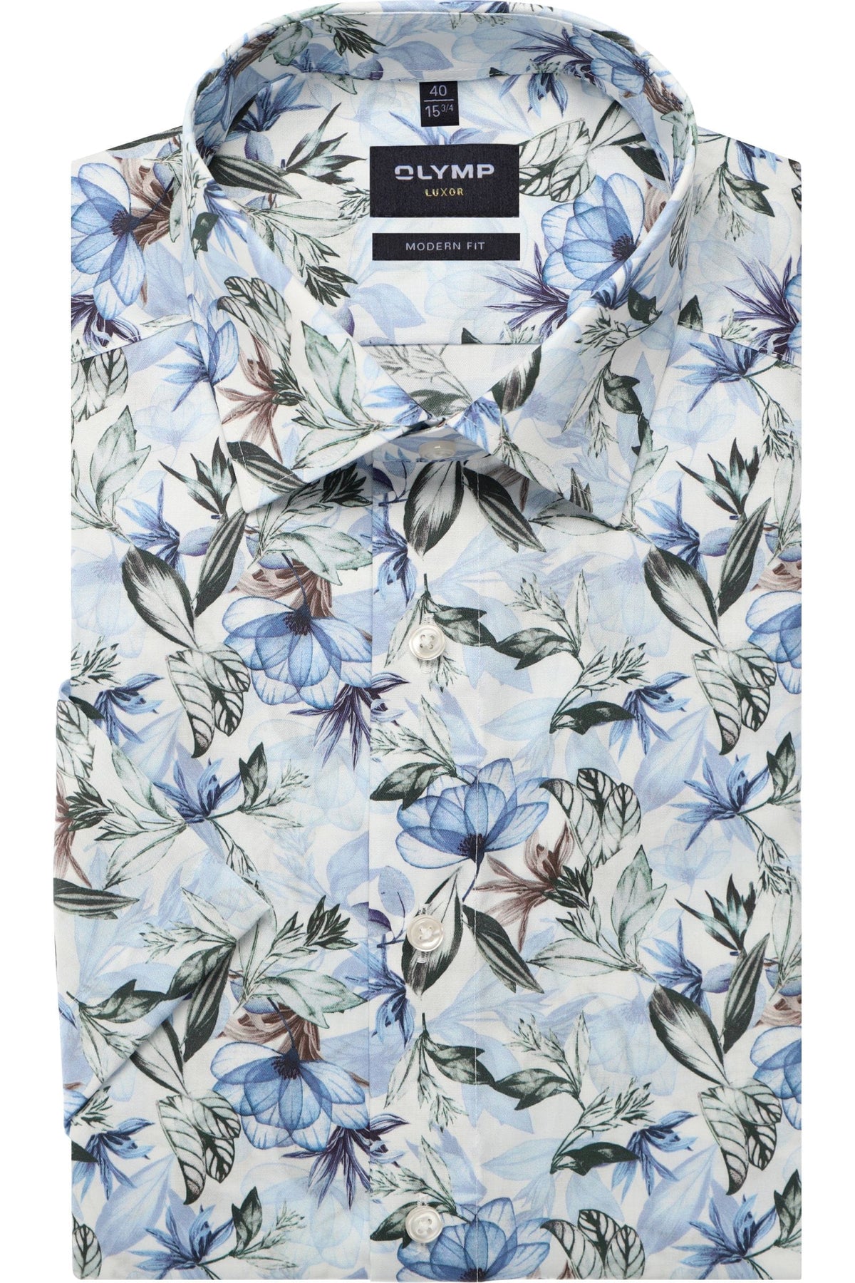 OLYMP Luxor Modern Fit Hemd blau, Bedruckt