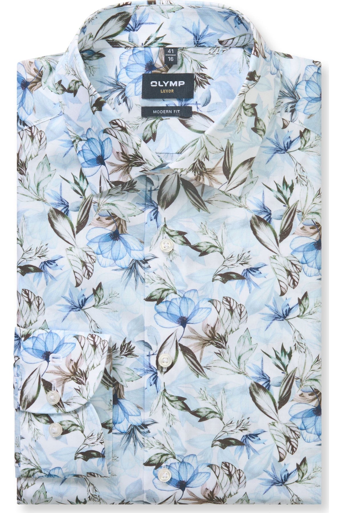 OLYMP Luxor Modern Fit Hemd bleu, Bedruckt