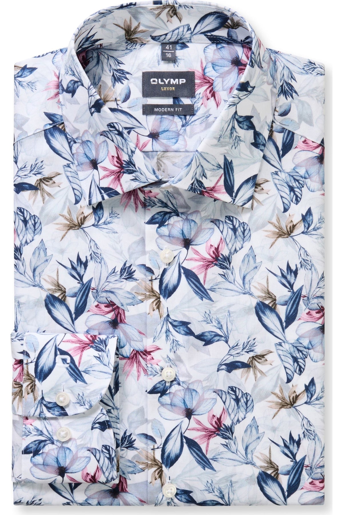 OLYMP Luxor Modern Fit Hemd blau, Bedruckt