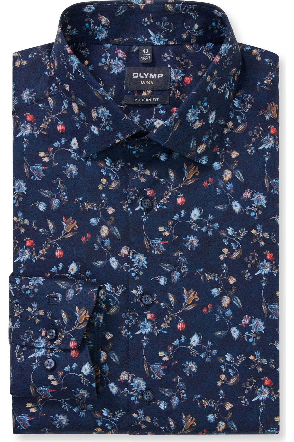 OLYMP Luxor Modern Fit Hemd marine, Blumen