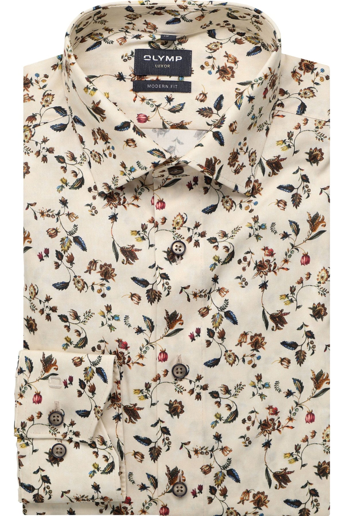 OLYMP Luxor Modern Fit Hemd beige, Bedruckt