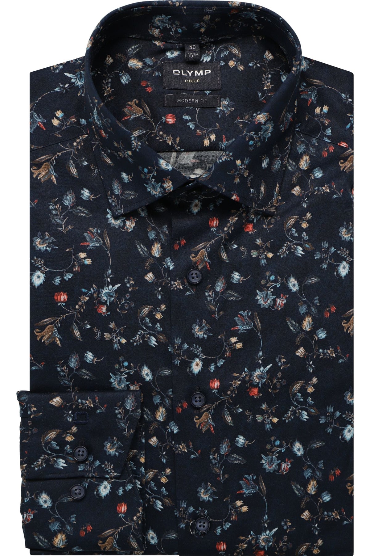 OLYMP Luxor Modern Fit Hemd marine, Bedruckt