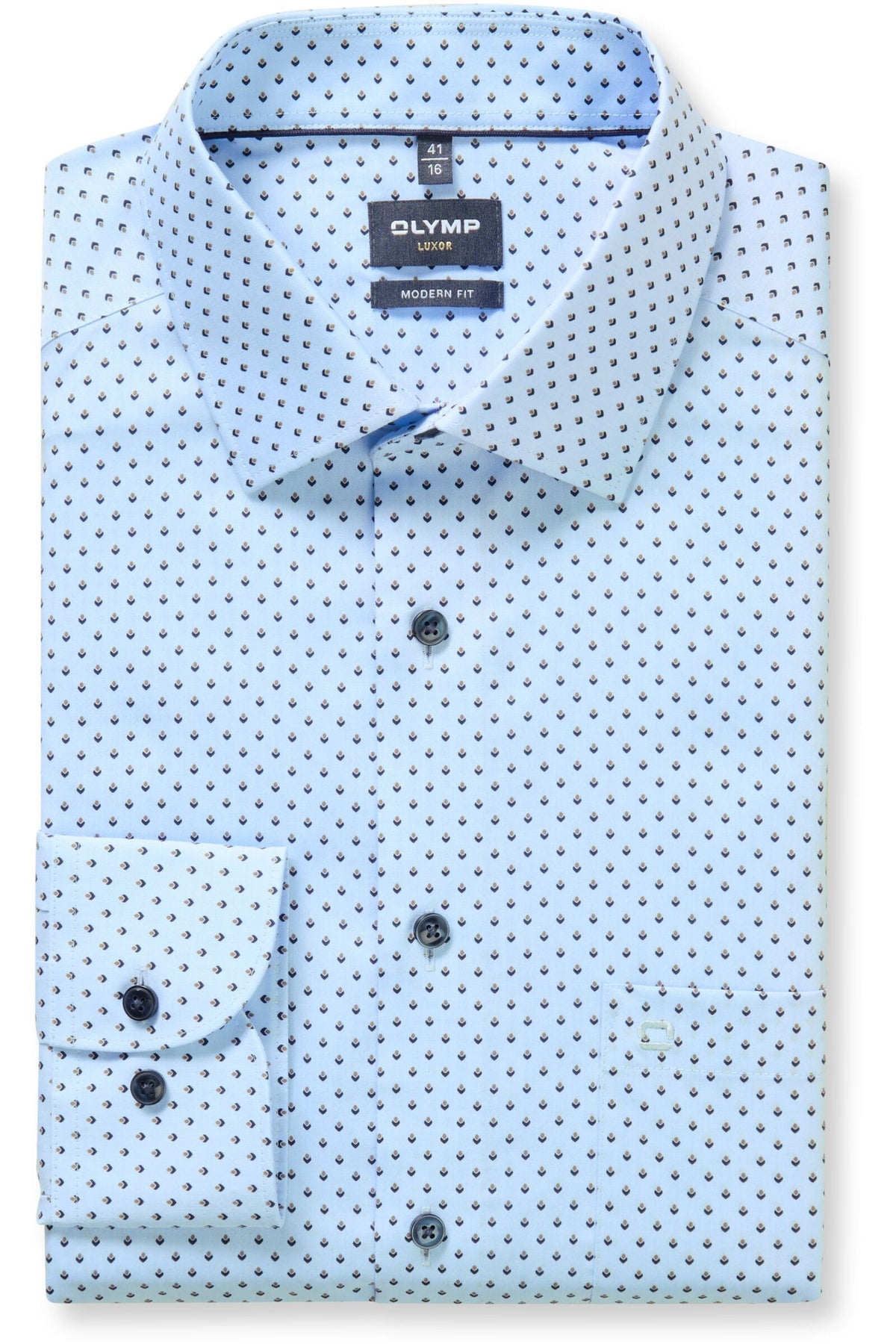 OLYMP Luxor Modern Fit Hemd blau, Bedruckt