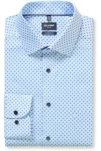 OLYMP Luxor Modern Fit Hemd blau, Bedruckt