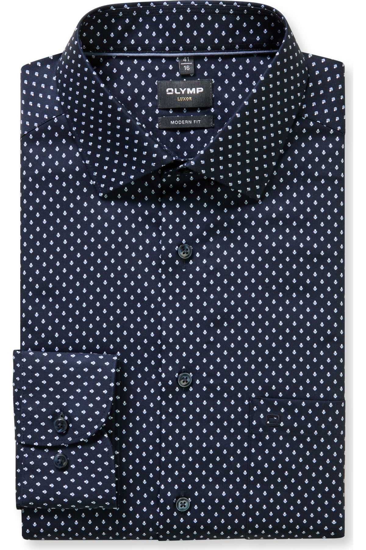 OLYMP Luxor Modern Fit Hemd marine, Bedruckt