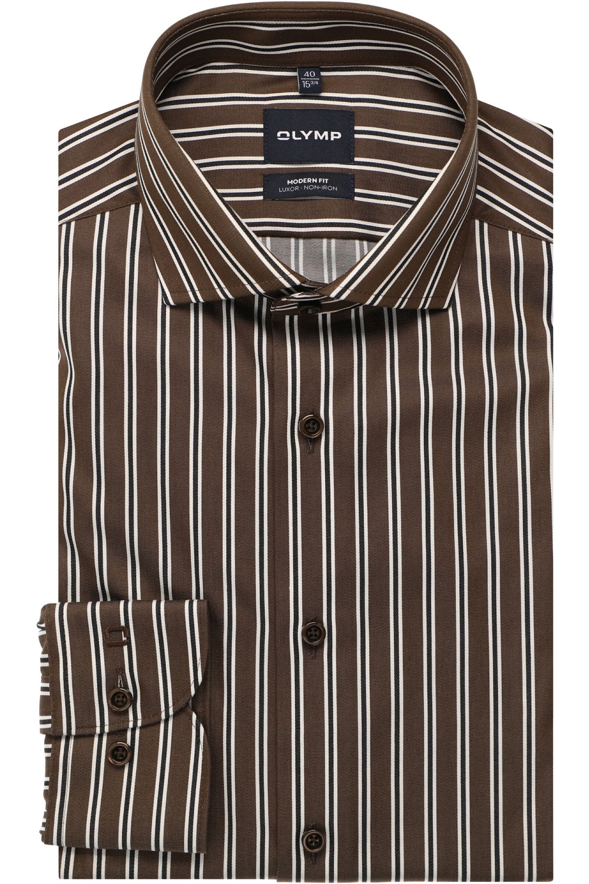 OLYMP Luxor Modern Fit Hemd schwarzbraun, Gestreift