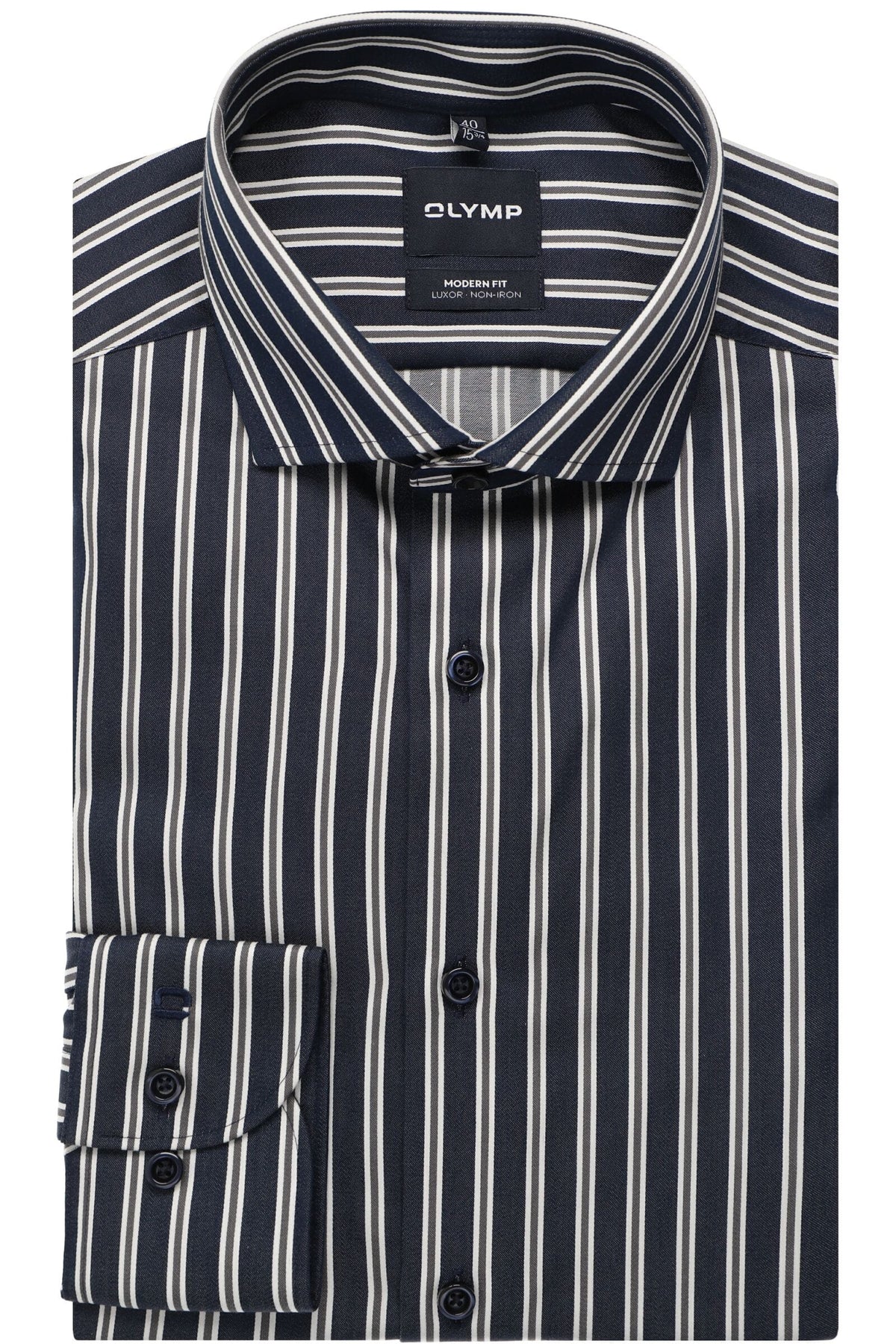 OLYMP Luxor Modern Fit Hemd marine, Gestreift