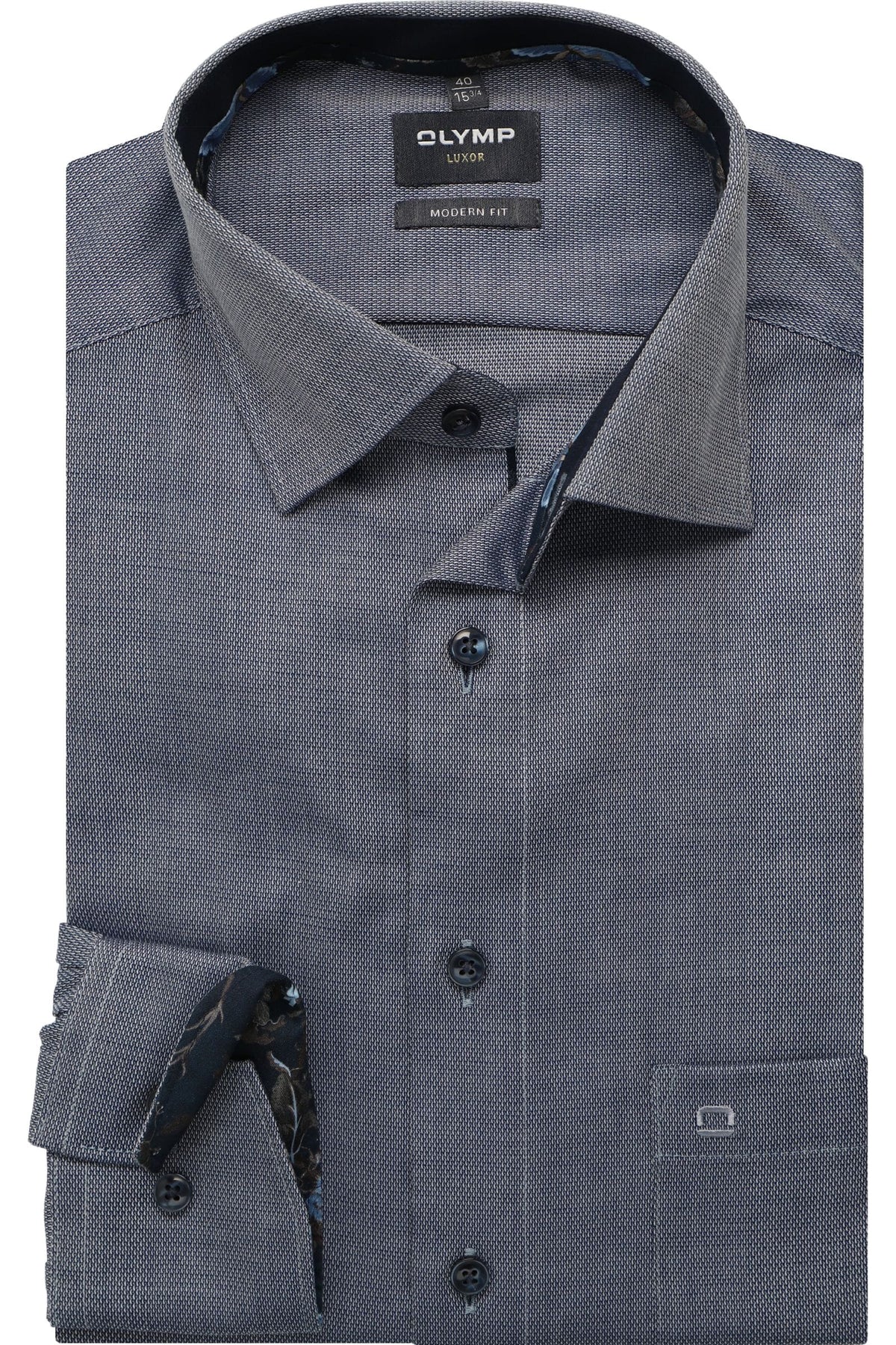 OLYMP Luxor Modern Fit Hemd marine, Faux-uni