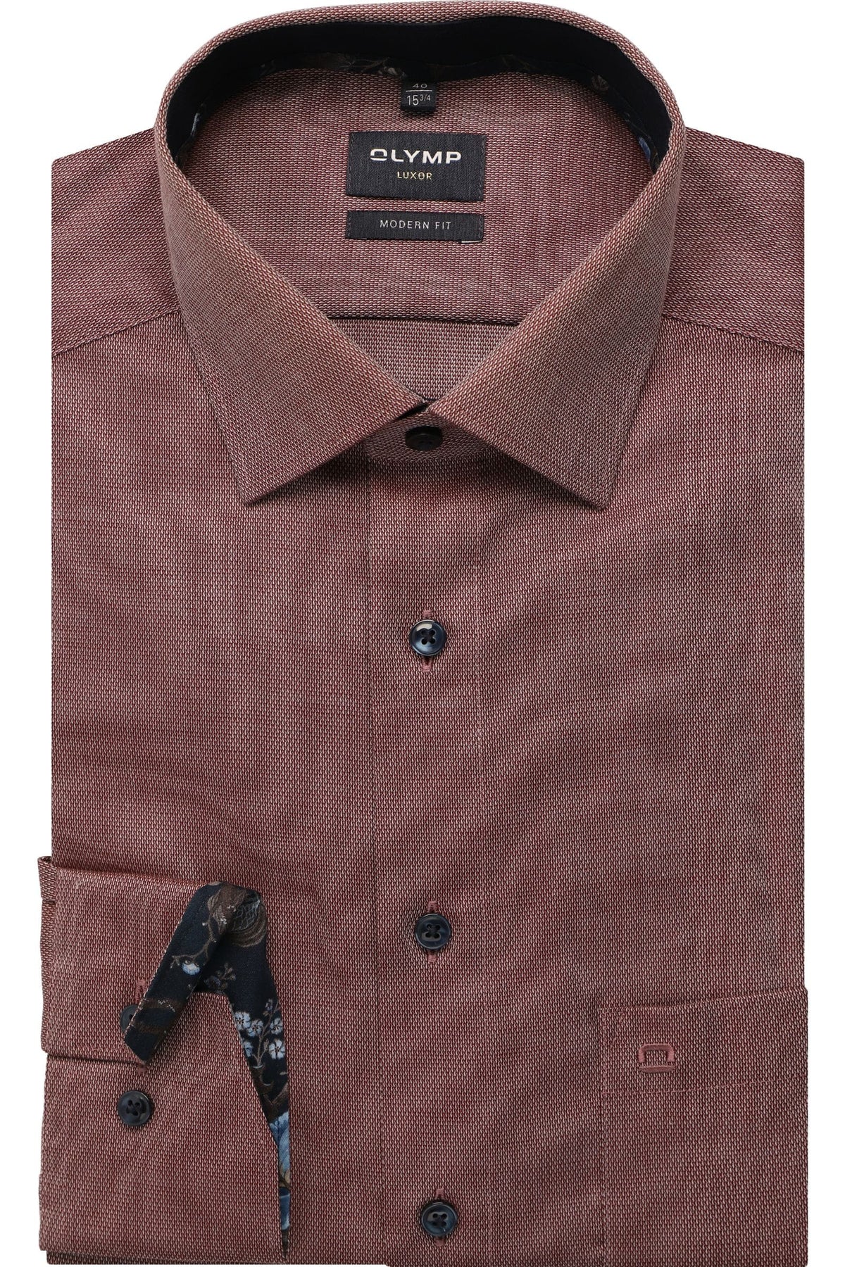 OLYMP Luxor Modern Fit Hemd bordeaux, Faux-uni