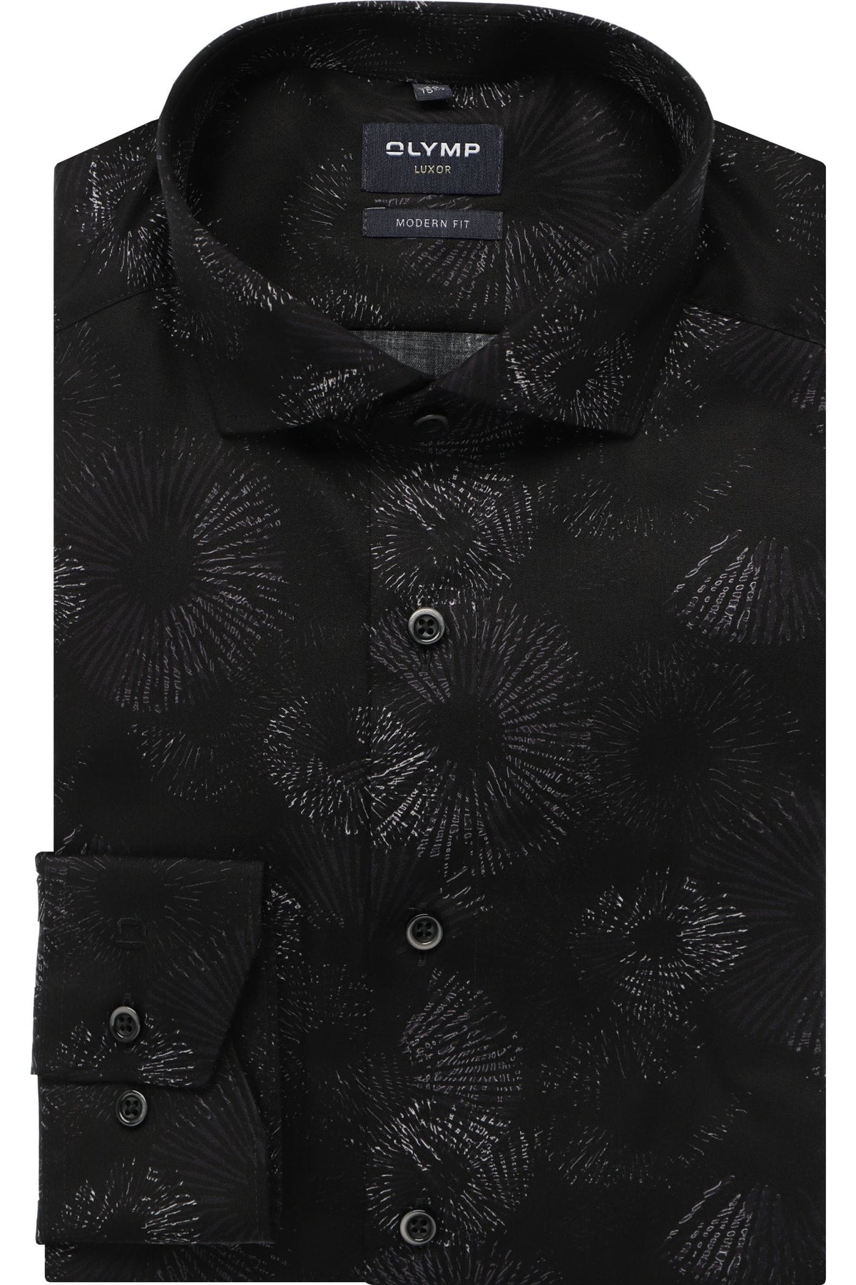 OLYMP Luxor Modern Fit Hemd schwarz, Bedruckt