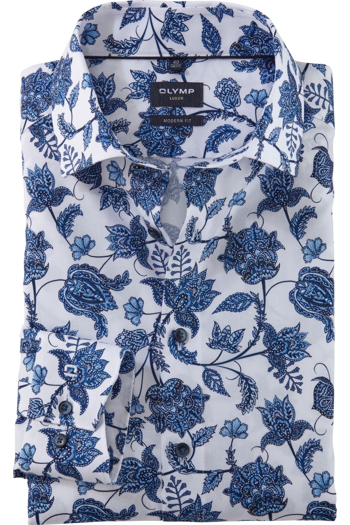 OLYMP Luxor Modern Fit Hemd royal, Bedruckt
