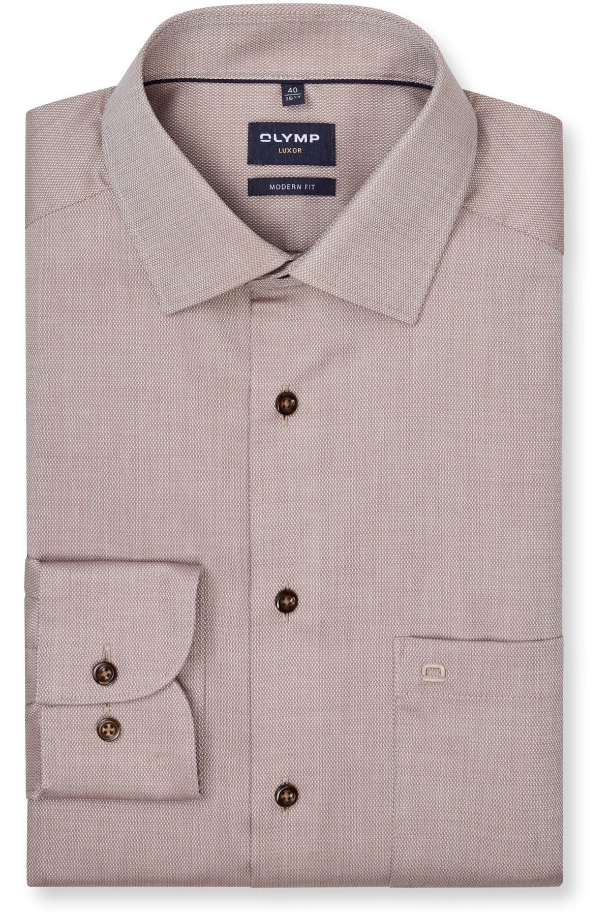 OLYMP Luxor Modern Fit Hemd nougat, Faux-uni