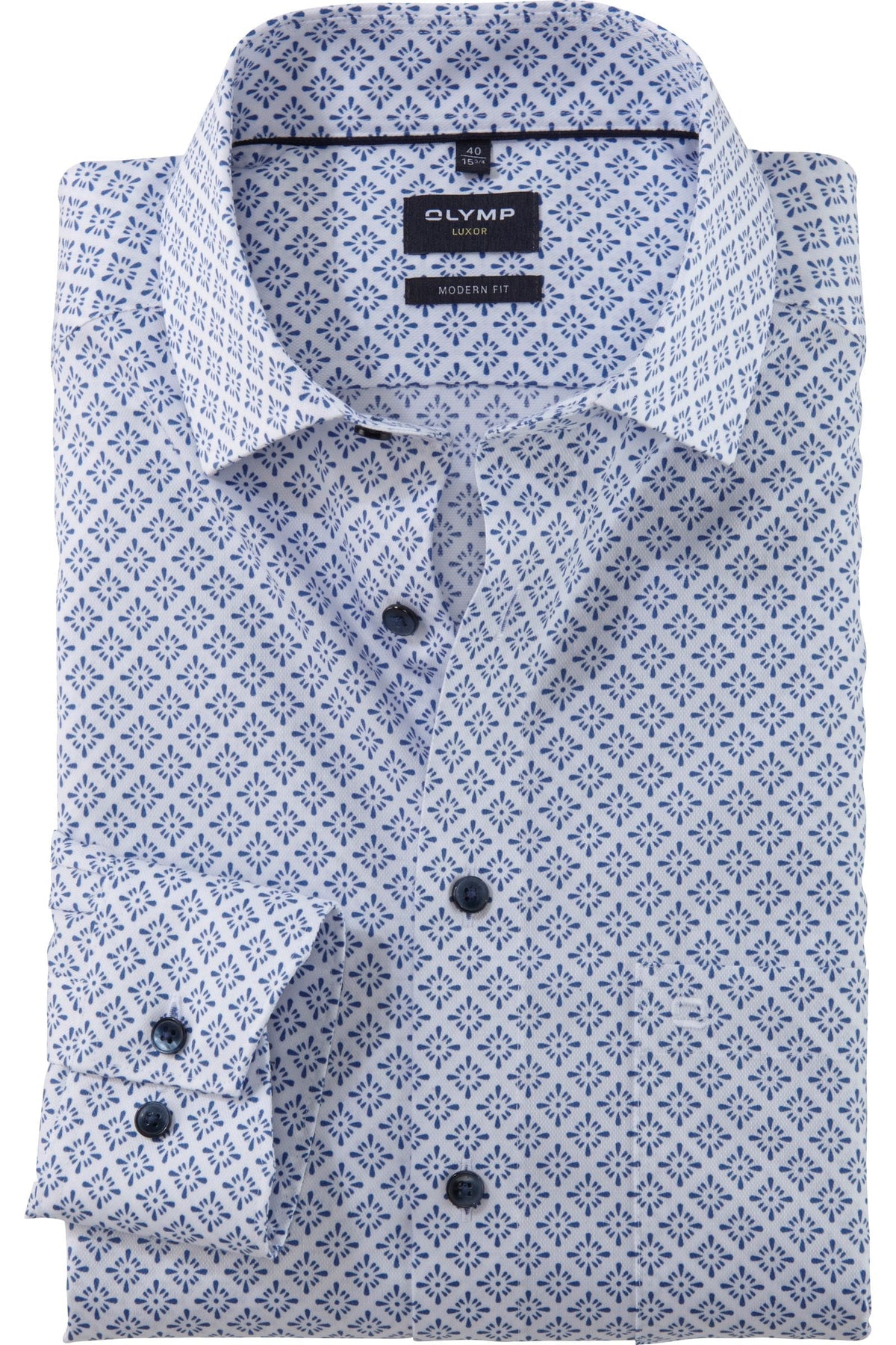 OLYMP Luxor Modern Fit Hemd weiss, Bedruckt