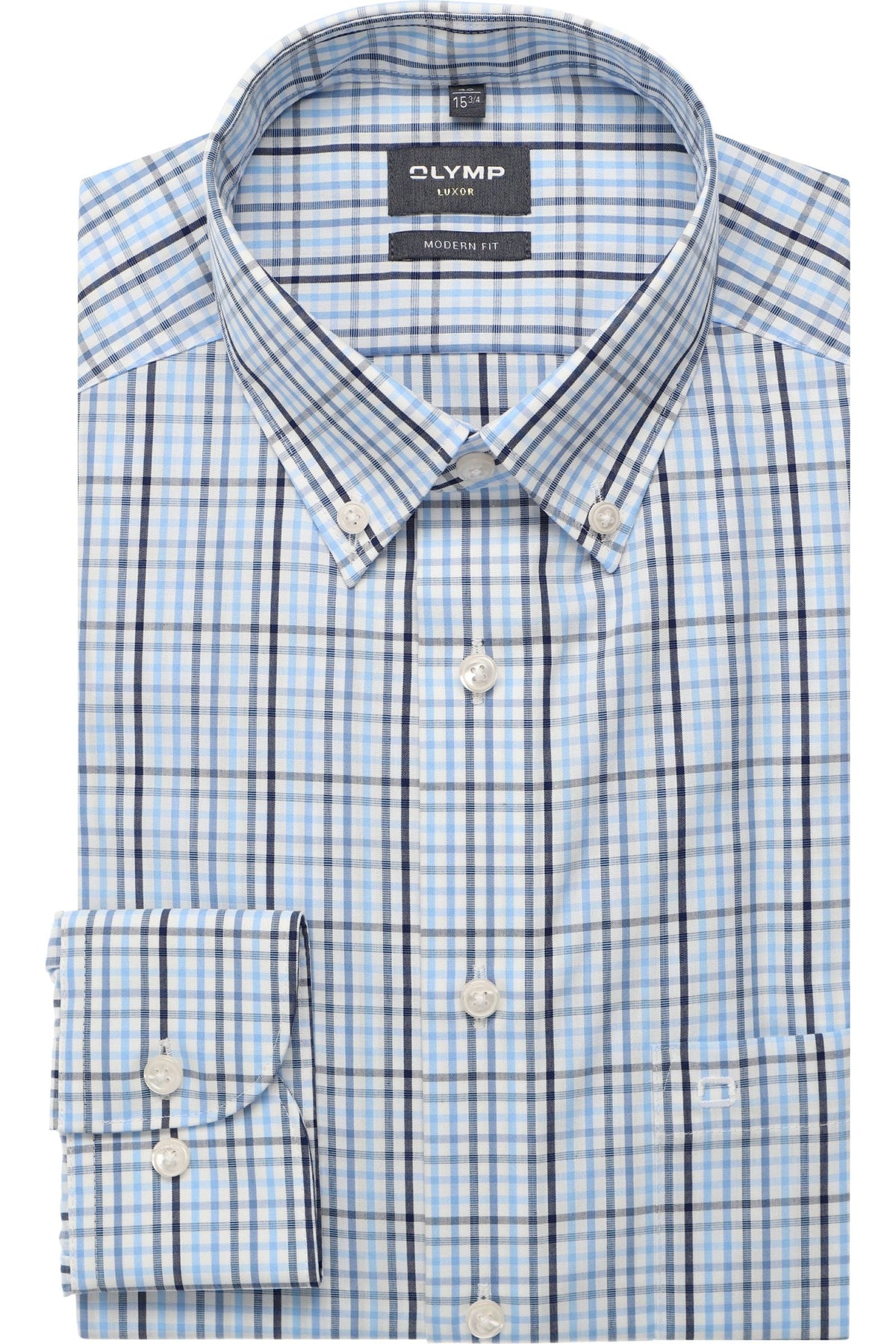 OLYMP Luxor Modern Fit Hemd blau, Kariert