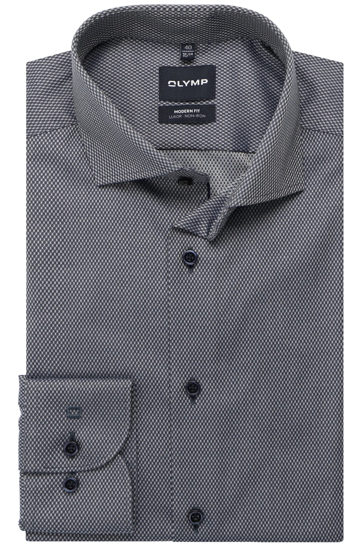 OLYMP Luxor Modern Fit Hemd marine, Faux-uni