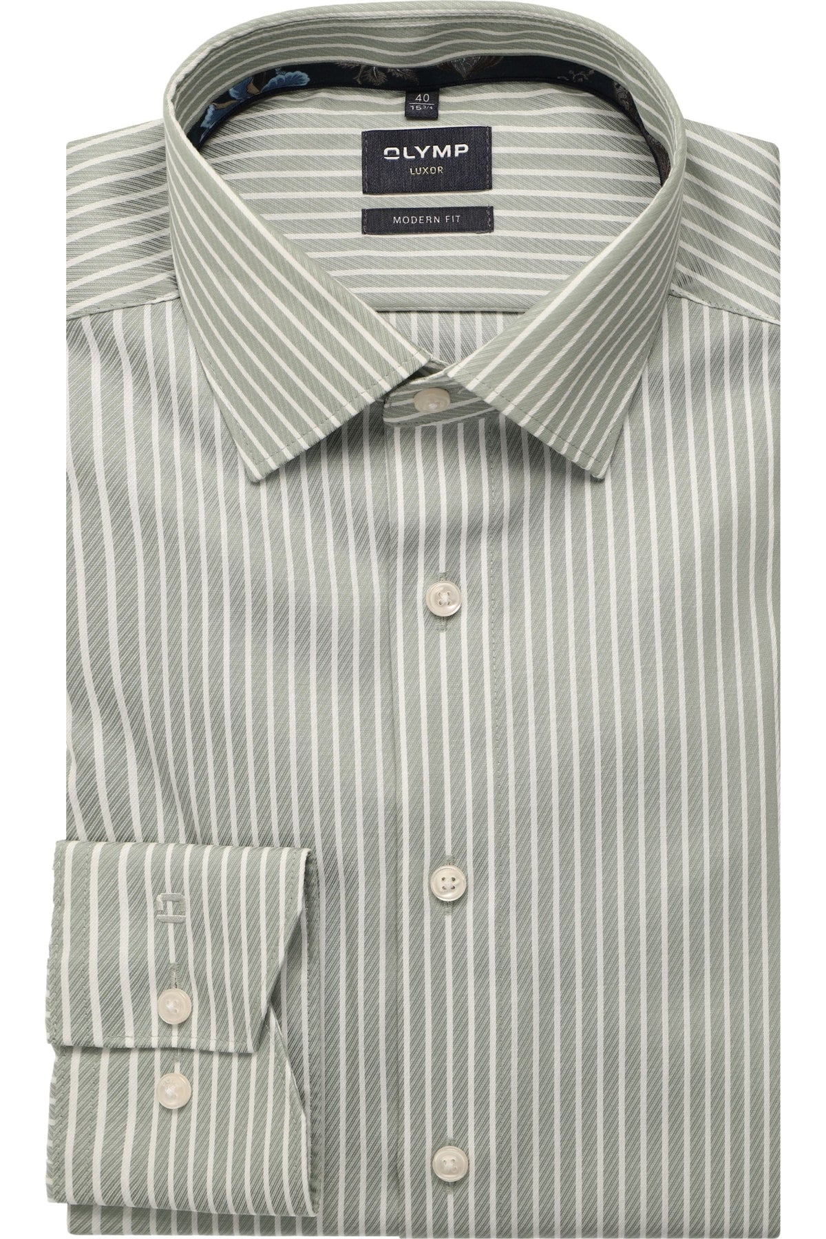 OLYMP Luxor Modern Fit Hemd grün/weiss, Gestreift