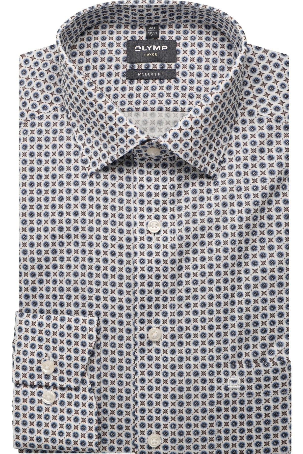 OLYMP Luxor Modern Fit Hemd marine, Bedruckt