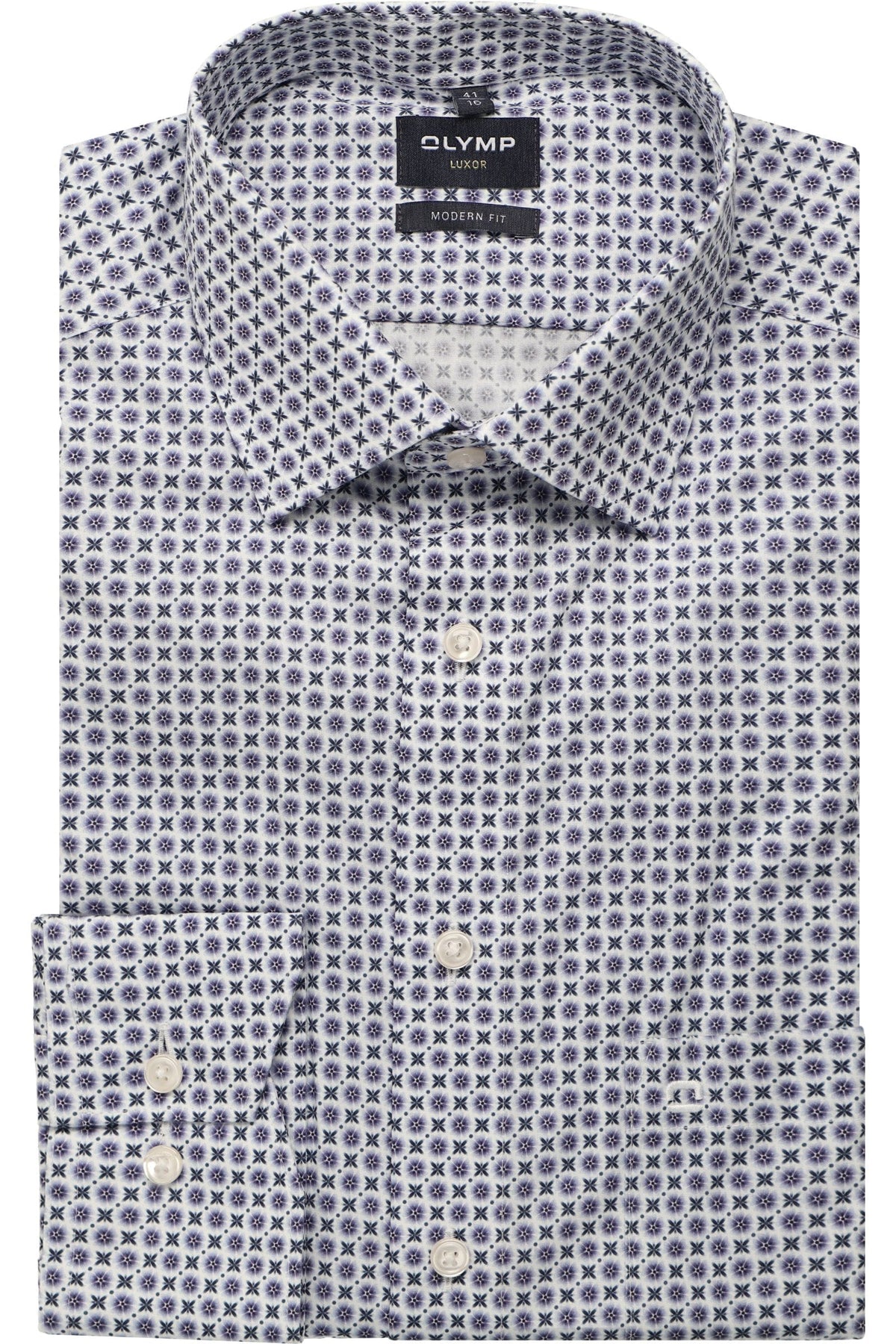 OLYMP Luxor Modern Fit Hemd viola, Bedruckt