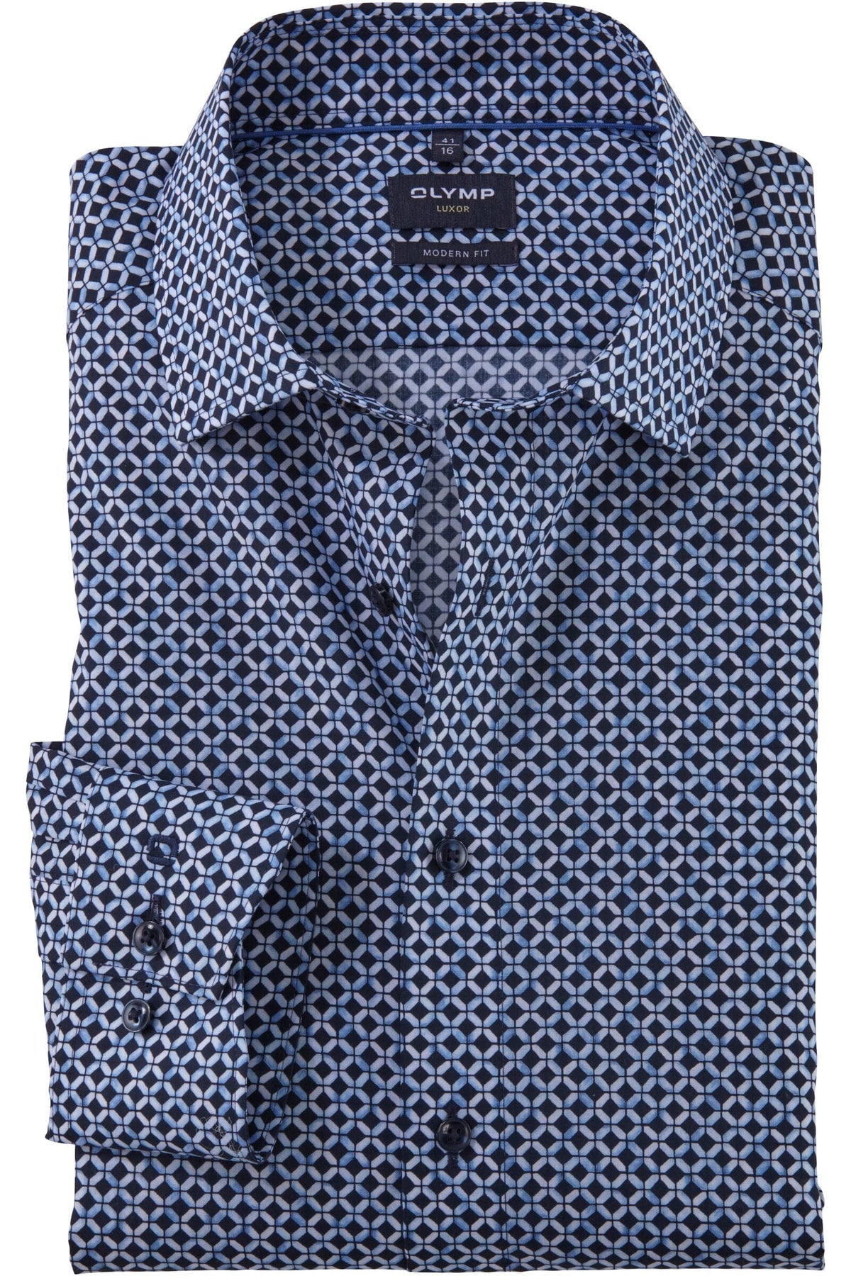 OLYMP Luxor Modern Fit Hemd marine, Bedruckt