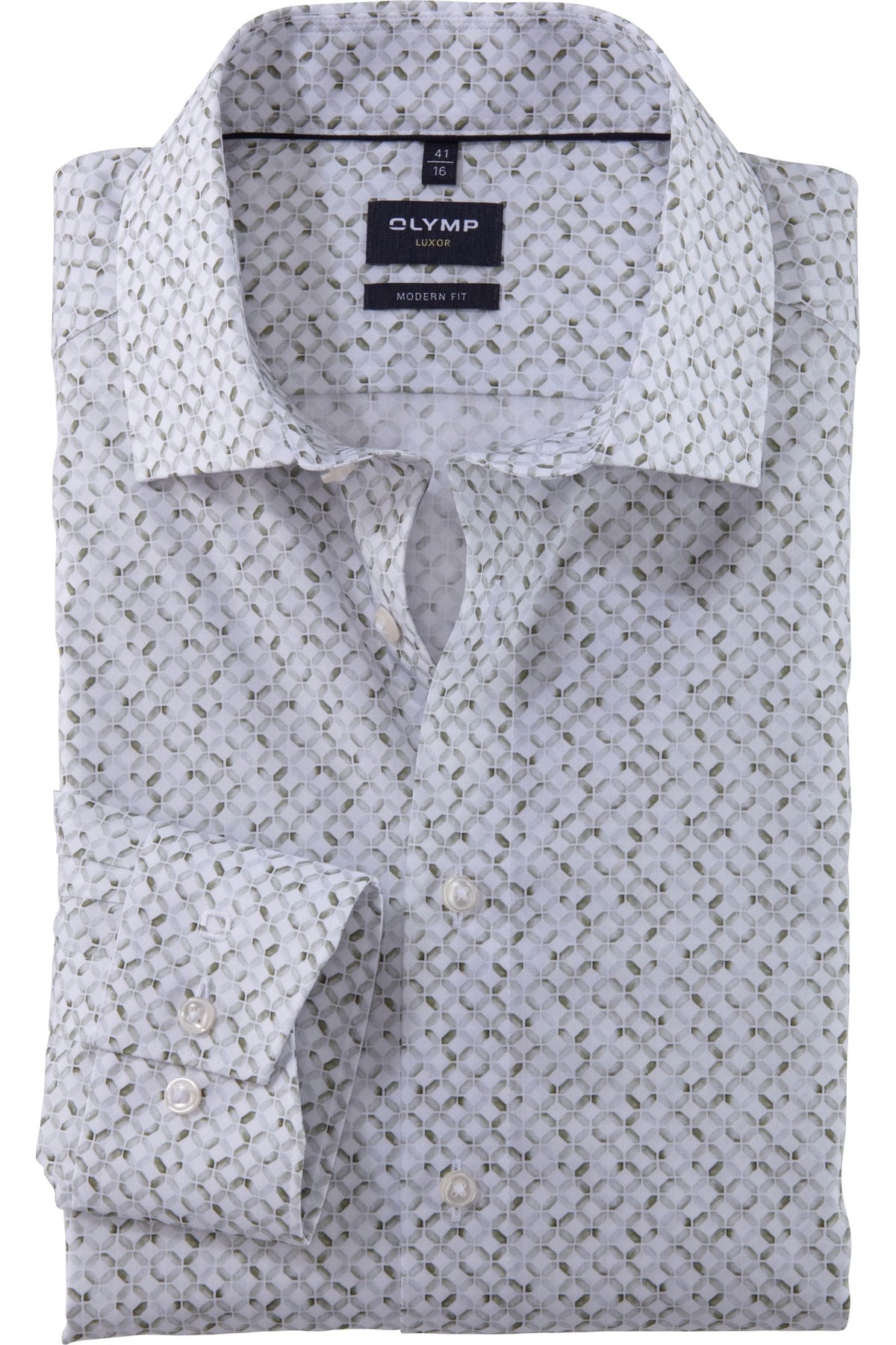 OLYMP Luxor Modern Fit Hemd oliv, Bedruckt