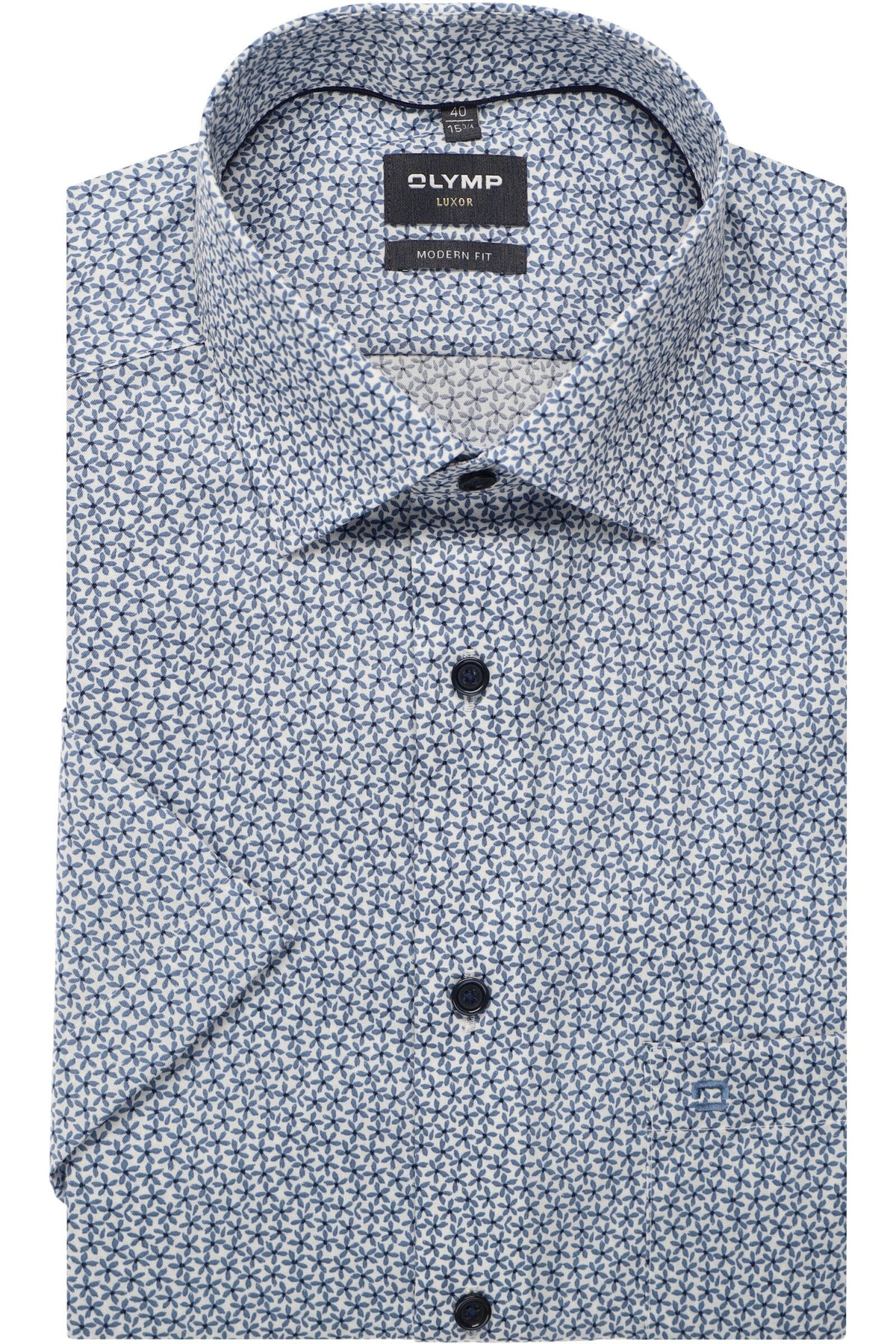OLYMP Luxor Modern Fit Hemd blau, Bedruckt