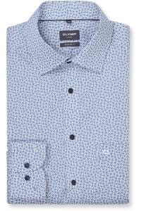 OLYMP Luxor Modern Fit Hemd rauchblau, Bedruckt