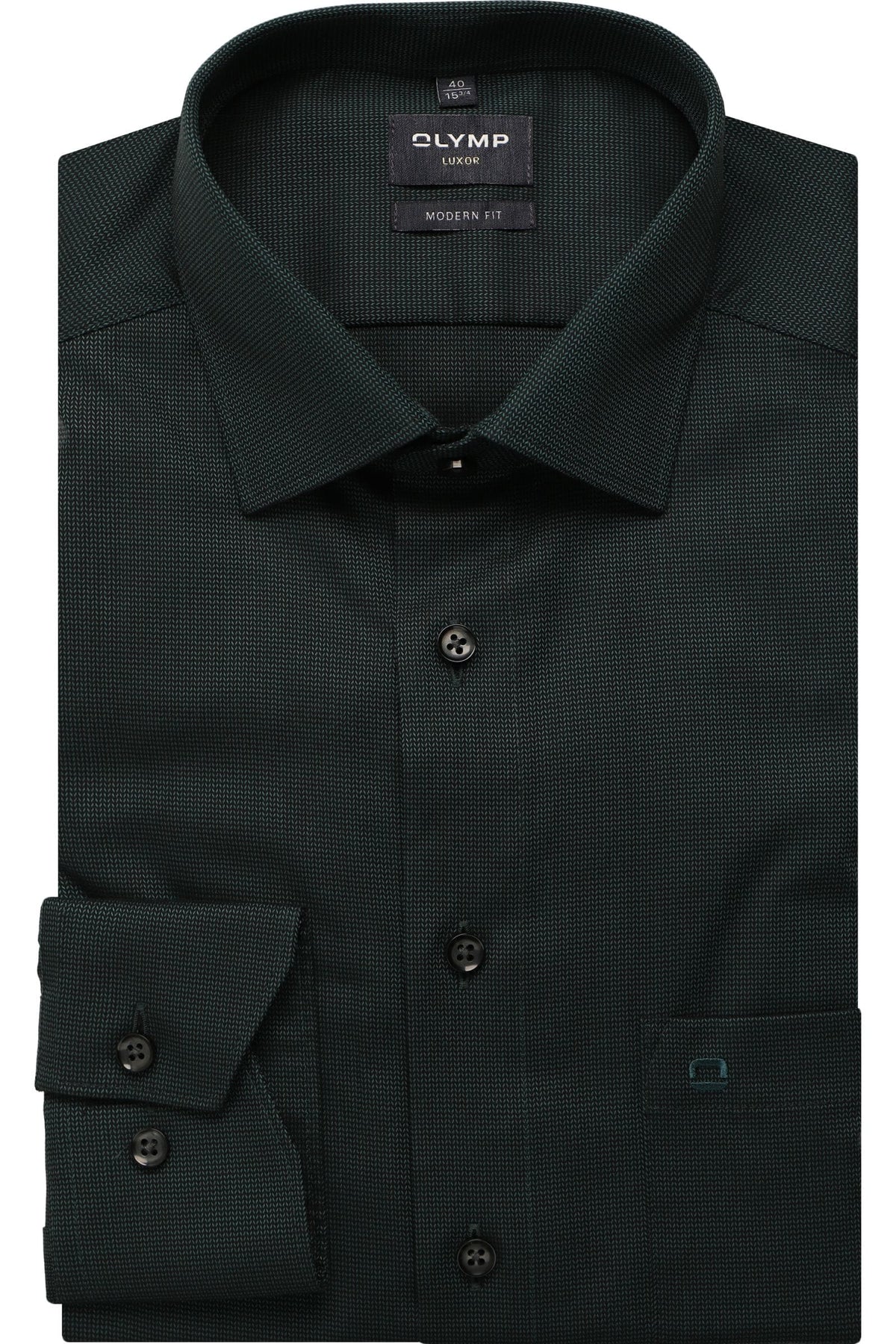 OLYMP Luxor Modern Fit Hemd dunkelgrün, Faux-uni