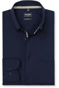 OLYMP Luxor Modern Fit Hemd marine, Einfarbig