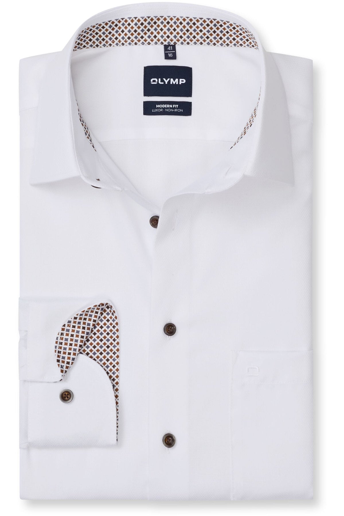 OLYMP Luxor Modern Fit Hemd weiss, Faux-uni