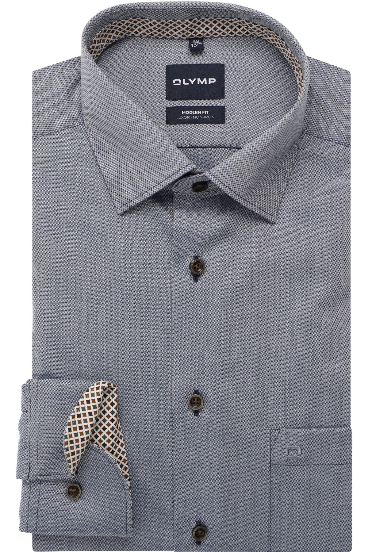 OLYMP Luxor Modern Fit Hemd blau, Faux-uni