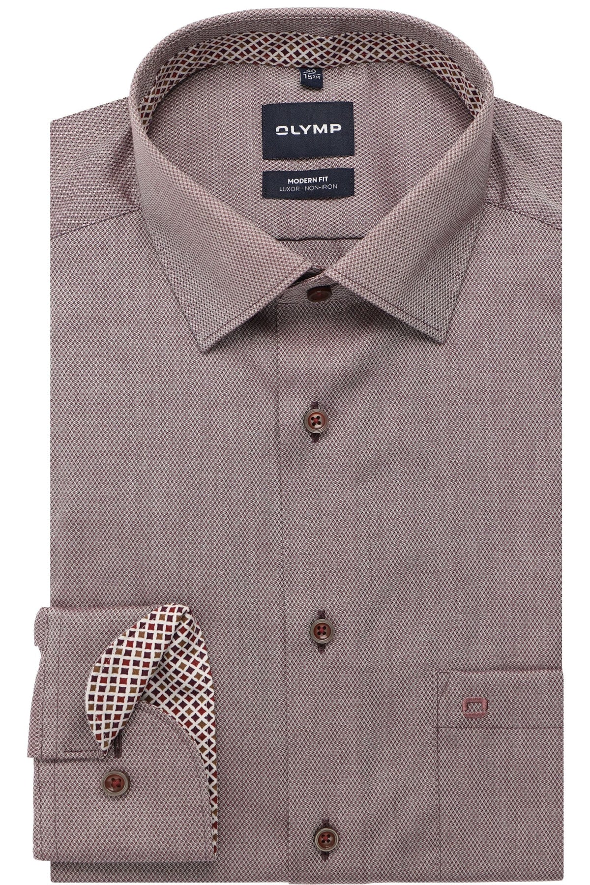 OLYMP Luxor Modern Fit Hemd bordeaux, Faux-uni