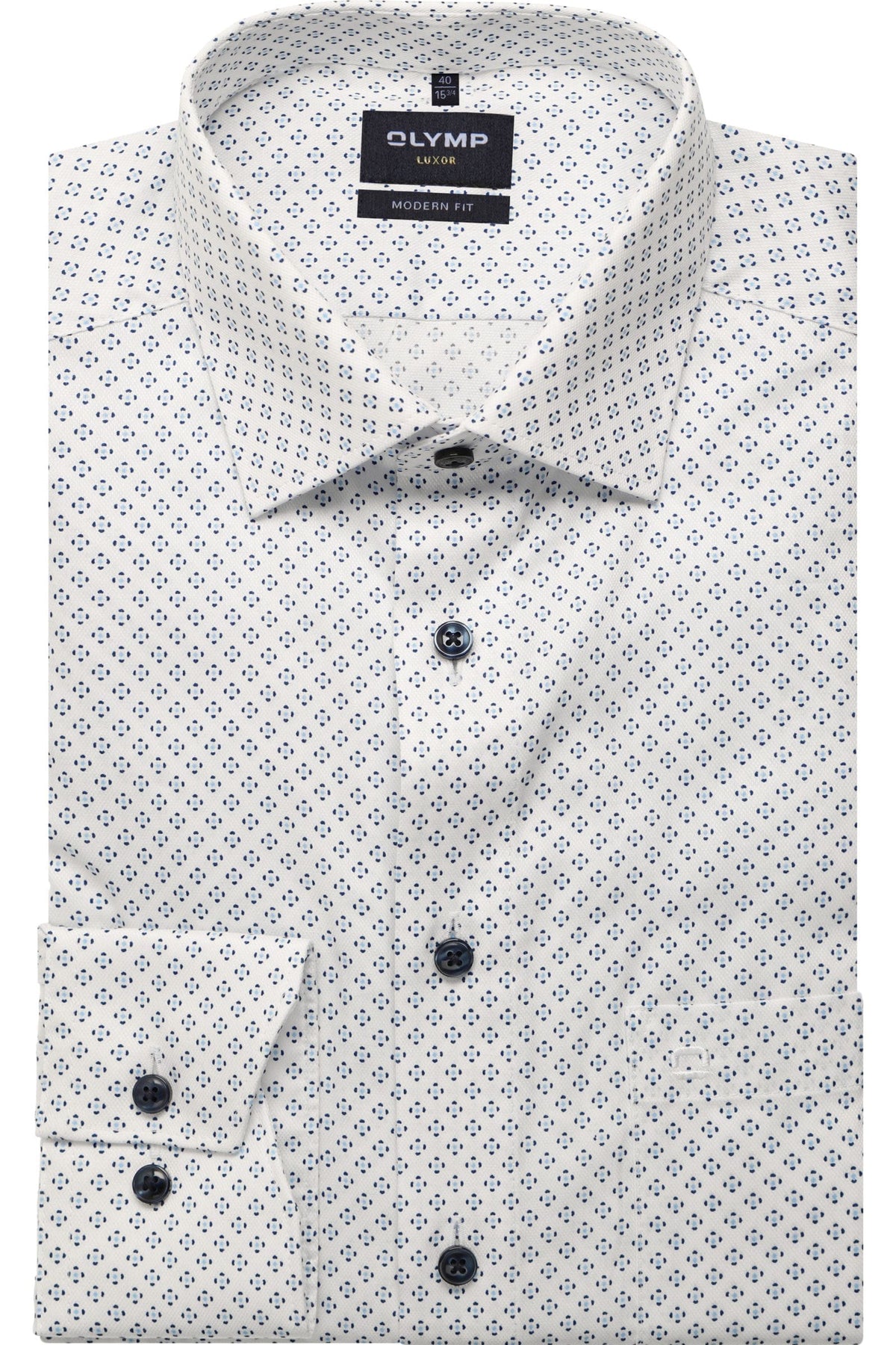 OLYMP Luxor Modern Fit Hemd weiss, Bedruckt