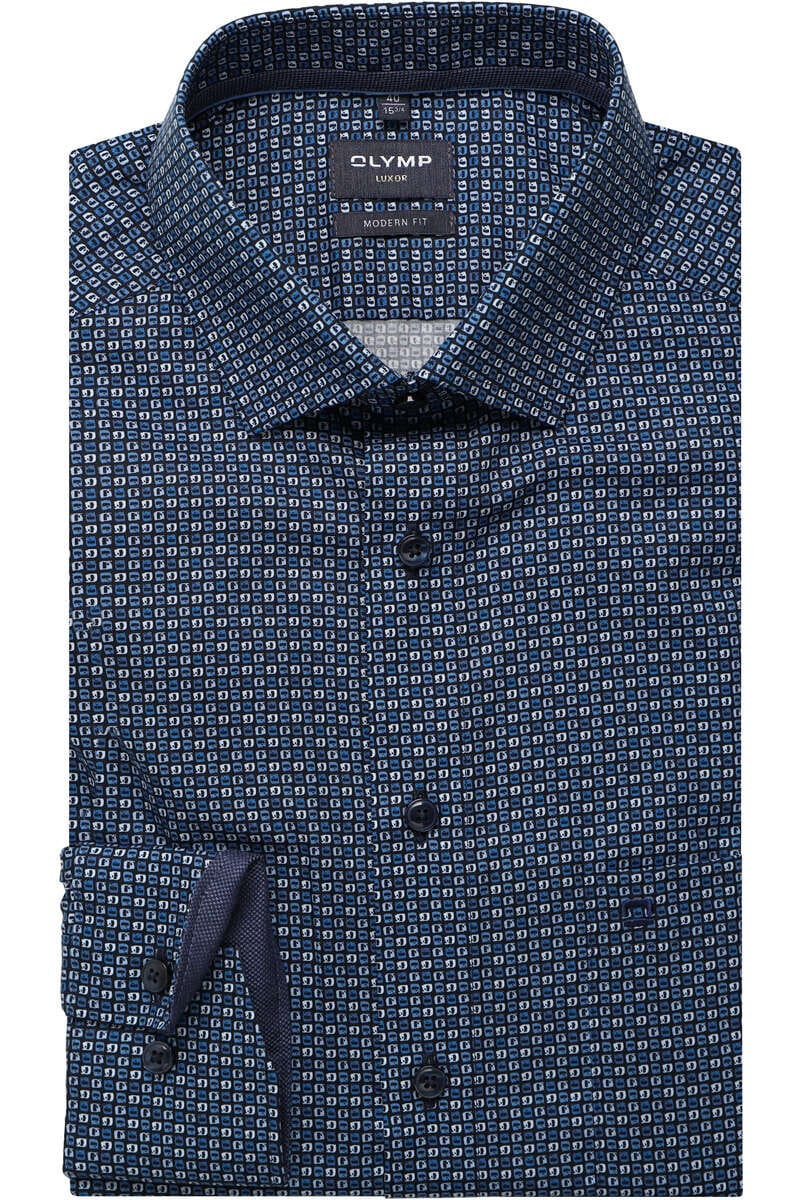 OLYMP Luxor Modern Fit Hemd marine, Gemustert