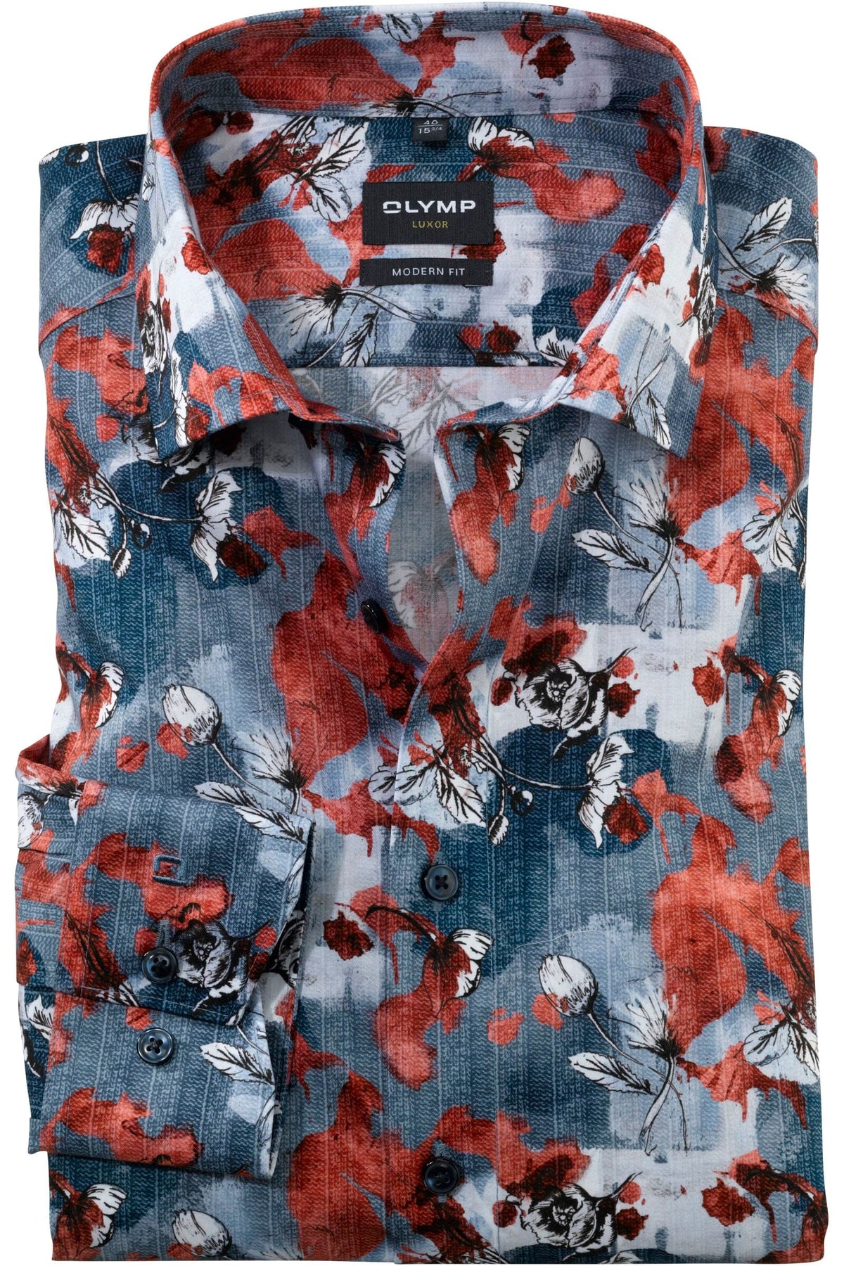 OLYMP Luxor Modern Fit Hemd rot, Gemustert