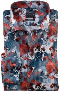 OLYMP Luxor Modern Fit Hemd rot, Gemustert