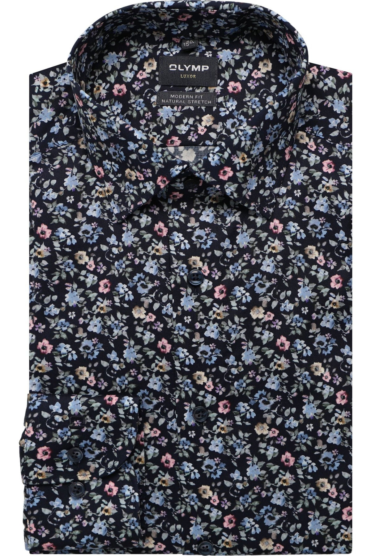 OLYMP Luxor Modern Fit Hemd marine, Blumen